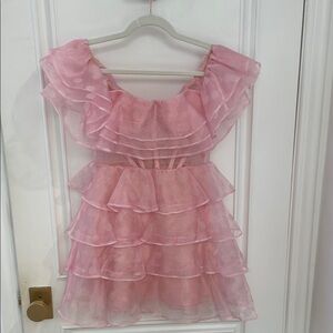 Pink Ruffled Layered Dress